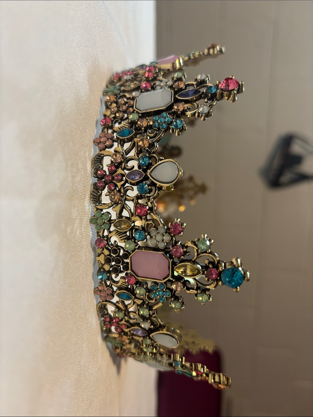 Multicolored Floral Crystal Crown - Women Accessories